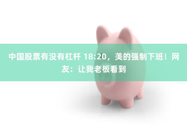 中国股票有没有杠杆 18:20，美的强制下班！网友：让我老板看到